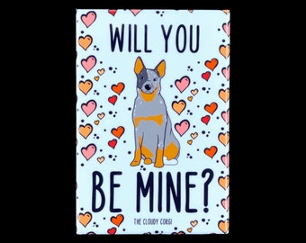 Australian Cattle Dog Magnet, Blue Heeler Valentine's Day Gift, Holiday Pet Portrait Valentine, 2x3" High Quality Handmade Magnet