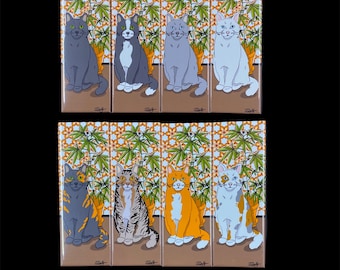 Retro Cannabis Cat Magnet, 420 Stoner Kitchen Decor, Funny Cat Lover Gifts, 1.5x4.5" High Quality Handmade Fridge Magnet