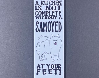 Samoyed Magnet, Dog Kitchen Decor, Cartoon Pet Portrait Gift, Funny Samoyed Gifts, 1.5x4.5" High Quality Handmade Magnet