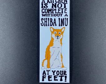 Shiba Inu Magnet, Retro Dog Kitchen Decor, Hand Illustrated Dog Gifts & Collectibles, 1.5x4.5" High Quality Handmade Fridge Magnet