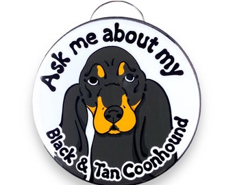 Black & Tan Coonhound Dog Bottle Opener Keychain, Ask Me About My Dog Key Ring, Bartender Gift, Travel Accessories, Stocking Stuffer