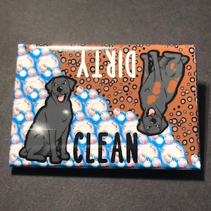Black Labrador Retriever Dishwasher Magnet, Lab Kitchen Decor, Dog Housewarming Gifts, Clean Dirty Dog Dishwasher Sign, 2x3" Handmade Magnet