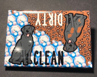 Black Labrador Retriever Dishwasher Magnet, Lab Kitchen Decor, Dog Housewarming Gifts, Clean Dirty Dog Dishwasher Sign, 2x3" Handmade Magnet