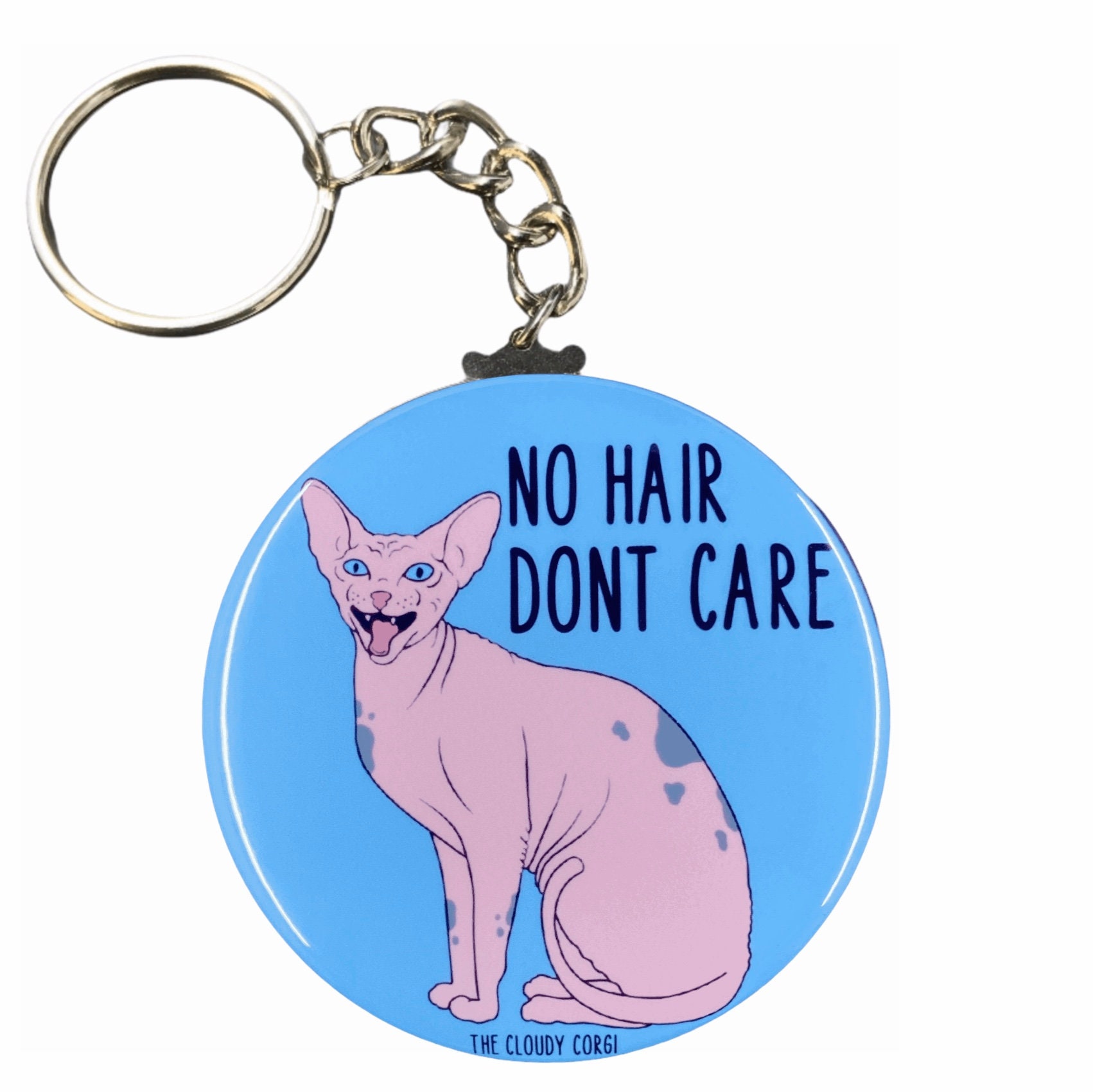 Sphynx Cat No Hair Don T Care Keychain Funny Hairless Cat Key Ring Sphynx Cat Gifts Collectible Accessories