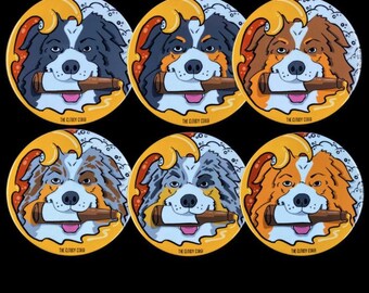 Australian Shepherd Handmade Beer Pet Portrait Art Gift & Accessory - Magnet, Pinback Button, Bottle Opener, Keychain, Mini Ornament