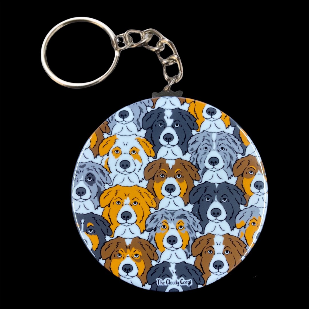Australian Shepherd Keychain, Retro Dog Pattern Accessories, Australian