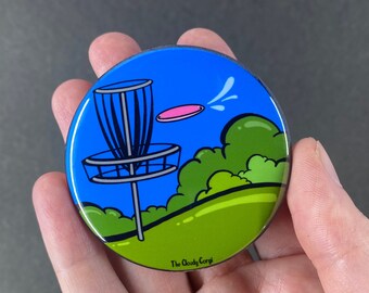 Disc Golf Pinback Button, Gift for Disc Golfer, Psychedelic Art Accessories, Disc Golf Bag Pin, Frisbee Golf Accessories, 2.25 or 3.5"