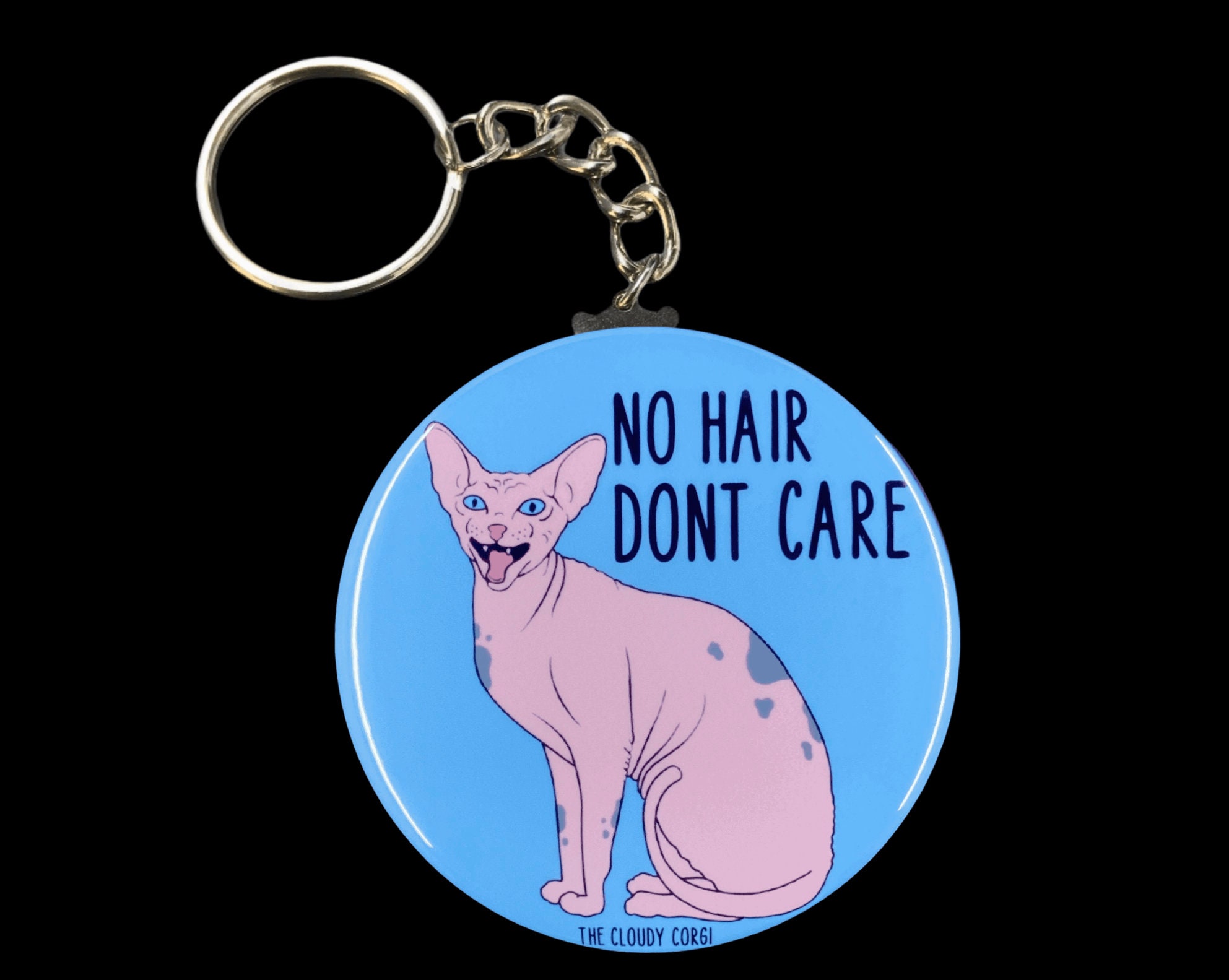 Sphynx Cat No Hair Don T Care Keychain Funny Hairless Cat Key Ring Sphynx Cat Gifts Collectible Accessories