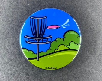 Retro Disc Golf Gift & Accessory - Magnet, Pinback Button, Bottle Opener, Keychain, or Mini Ornament