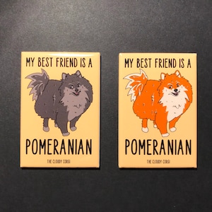 Pomeranian Dog Magnet, Pom Dog Gifts, Dog Kitchen & Locker Decor, Mini Pet Portrait Cartoon Art, 2x3" High Quality Handmade Fridge Magnet