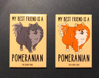 Pomeranian Dog Magnet, Pom Dog Gifts, Dog Kitchen & Locker Decor, Mini Pet Portrait Cartoon Art, 2x3" High Quality Handmade Fridge Magnet