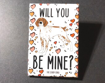 German Shorthaired Pointer Magnet, Handmade Dog Valentine's Day Gift, GSP Dog Valentine, Holiday Kitchen Fridge Decor