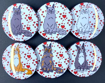 Maine Coon Cat Valentine Gifts & Accessories - Handmade Magnet, Pinback Button, Bottle Opener, Keychain, Mini Ornament