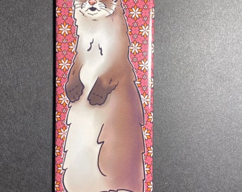 Ferret Magnet, Psychedelic Pet Portrait Art Gift, Retro Ferret Kitchen & Office Decor, 1.5x4.5" High Quality Handmade Magnet