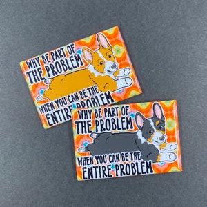 Funny Corgi Magnet, Cartoon Dog Portrait Gift, Welsh Corgi Kitchen Office Decor, Red or Tri Available - 2x3" High Quality Handmade Magnet