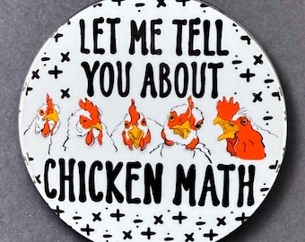 Chicken Math Handmade Pet Portrait Art Gifts & Accessories - Magnet, Pinback Button, Bottle Opener, Keychain or Mini Ornament