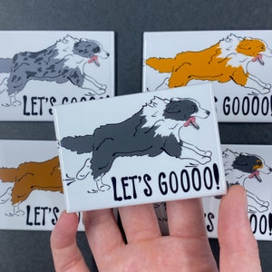 Funny Border Collie Magnet, Cartoon Dog Portrait Gift, Retro Dog Kitchen & Office Decor, 5 Colors Available - 2x3" Handmade Magnet