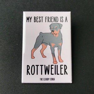 Rotweiller Magnet, Retro Dog Kitchen & Office Decor, Cartoon Pet Portrait Art Gift, 2x3" High Quality Handmade Magnet