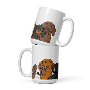 Taza de 15 oz con diseño de perro salchicha, taza de café con diseño de perro salchicha, regalo artístico con retrato de mascota ilustrado a mano, utensilios de cocina para perros salchichas