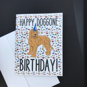 Goldendoodle Birthday Card, Funny Dog Greeting Card for All Ages, Golden Doodle Birthday Gift, 5x6.5" Blank Greeting Card + Envelope