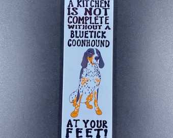 Bluetick Coonhound Magnet, Hound Dog Kitchen Decor, Funny Pet Portrait Gifts & Collectibles, 1.5x4.5" High Quality Handmade Magnet