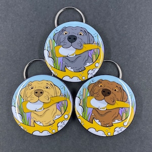 Labrador Retriever Bottle Opener Keychain, Retro Dog Accessories, Pet Portrait Art Gift, Dog Bartending Gift, 2.25" Artwork - Handmade