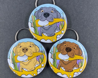 Labrador Retriever Bottle Opener Keychain, Retro Dog Accessories, Pet Portrait Art Gift, Dog Bartending Gift, 2.25" Artwork - Handmade