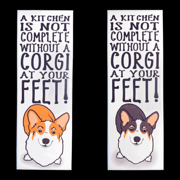Imán de Corgi, decoración de la cocina del perro, regalo de retrato de mascotas de dibujos animados, regalos divertidos de Corgi, imán hecho a mano de alta calidad de 1.5x4.5" - perro rojo o tricolor