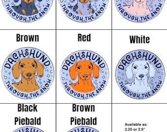 Christmas Dachshund Pet Portrait Art Gifts & Accessories - Handmade Magnet, Pinback Button, Bottle Opener, Keychain or Mini Ornament