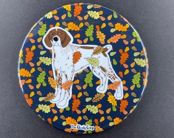German Shorthaired Pointer Dog Falling Leaves Handmade Gift & Accessory - Magnet, Pinback Button, Bottle Opener, Keychain, or Mini Ornament
