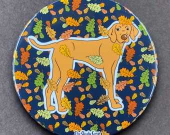 Vizsla Dog Falling Leaves Pet Portrait Handmade Gift & Accessories - Magnet, Pinback Button, Bottle Opener, Keychain, or Mini Ornament