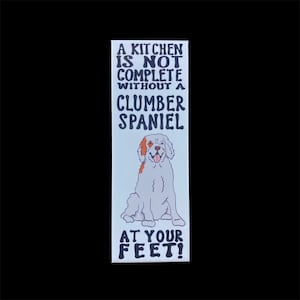 Clumber Spaniel Magnet, Retro Dog Kitchen Decor, Funny Pet Portrait Gifts & Collectibles, 1.5x4.5" High Quality Handmade Magnet