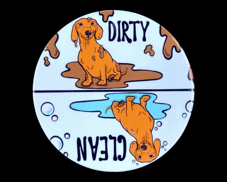 Dachshund Dishwasher Magnet, Clean Dirty Wiener Dog Sign, Kitchen ...