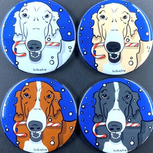 Borzoi Dog Snowy Christmas Pet Portrait Handmade Gift & Accessory - Magnet, Pinback Button, Bottle Opener, Keychain, Mini Ornament