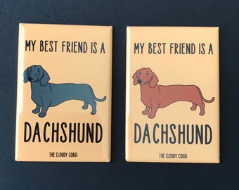 Dachshund Magnet - Wiener Dog Gifts & Collectibles - Cartoon Pet Art Kitchen Home Decor