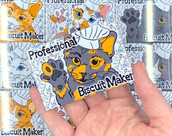 Cat Magnet, "Professional Biscuit Maker" Cartoon Pet Portrait Gift, Kitchen Decor, 10 Colors Available - 2x3" High Quality Handmade Magnet