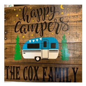 Happy Campers-Personalized-Custom-Camping wood sign image 6