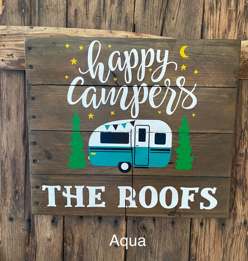 Happy Campers-Personalized-Custom-Camping wood sign image 9