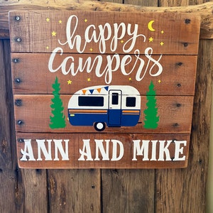 Happy Campers-Personalized-Custom-Camping wood sign image 2