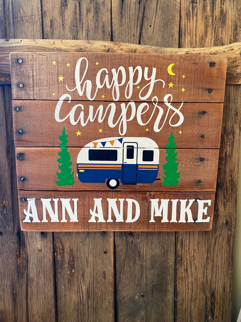 Happy Campers-Personalized-Custom-Camping wood sign image 2