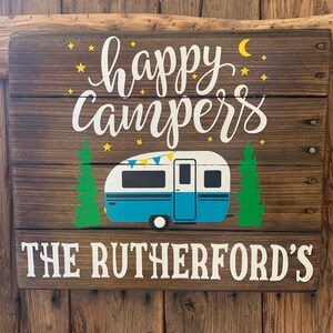 Happy Campers-Personalized-Custom-Camping wood sign image 10