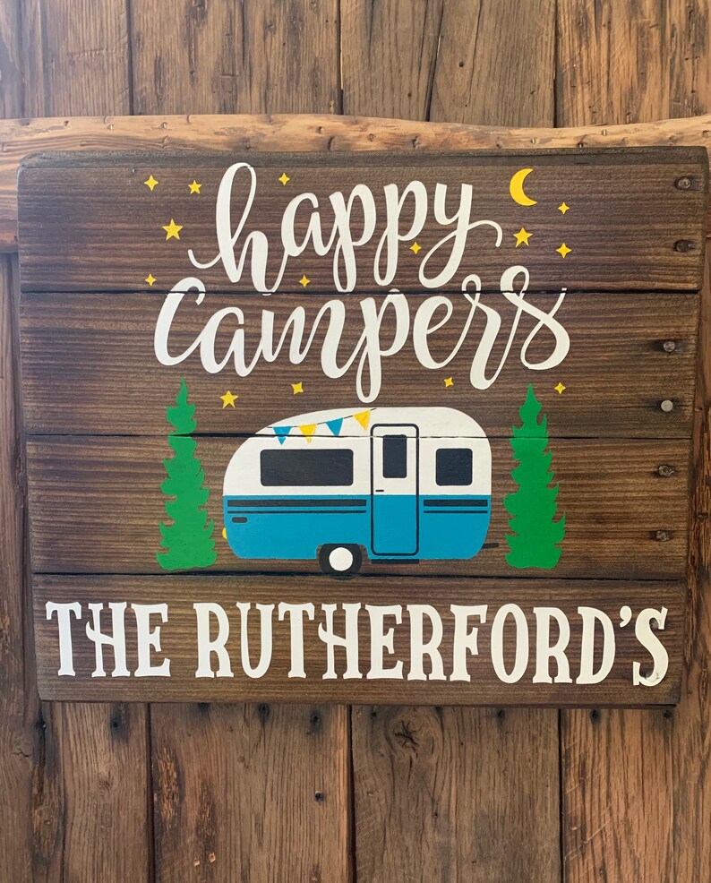 Happy Campers-Personalized-Custom-Camping wood sign image 10