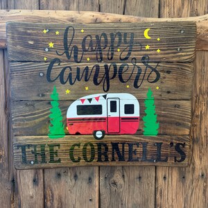 Happy Campers-Personalized-Custom-Camping wood sign image 8