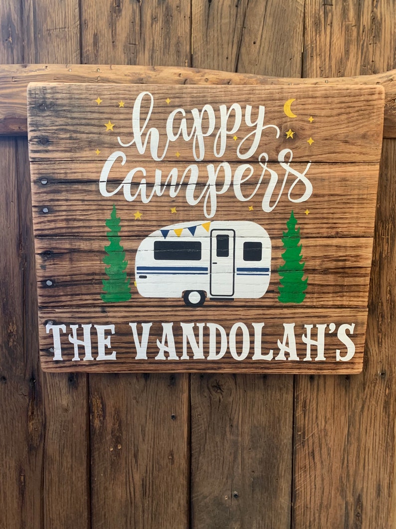 Happy Campers-Personalized-Custom-Camping wood sign image 4