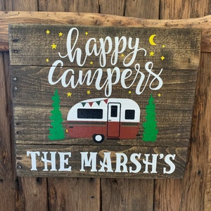 Happy Campers-Personalized-Custom-Camping wood sign image 3