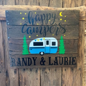 Happy Campers-Personalized-Custom-Camping wood sign image 5