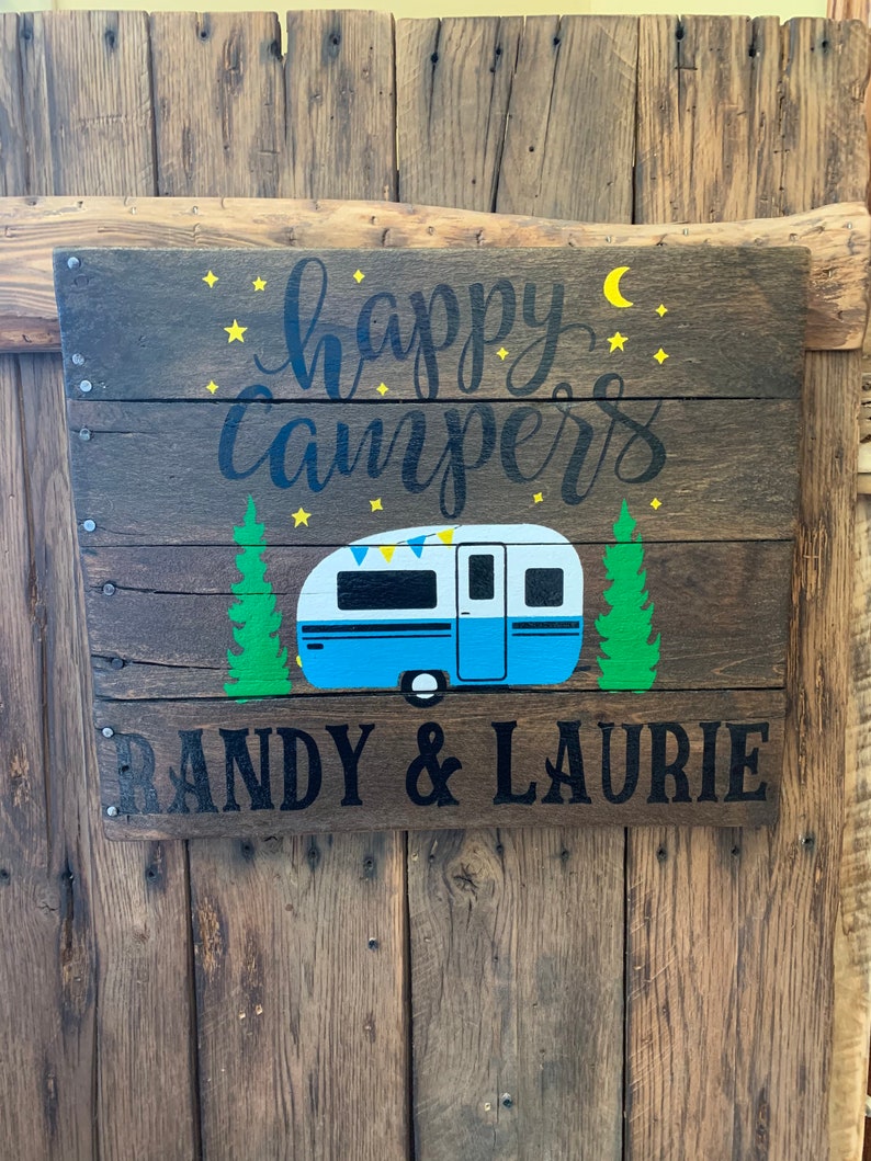 Happy Campers-Personalized-Custom-Camping wood sign image 5
