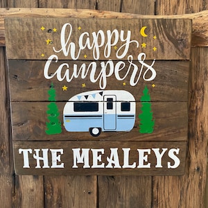 Happy Campers-Personalized-Custom-Camping wood sign image 7