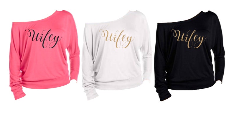 custom Shirt Wifey Shirt bridesmaid gifts, Flowy shirt Bride Shirt Wife Shirt long sleeve shirt Personalized Shirt