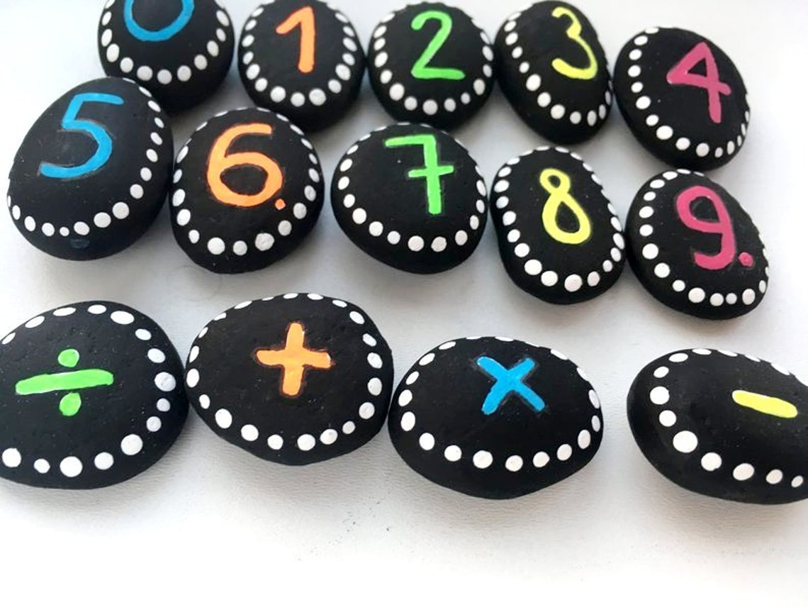 Colorful number stones Counting rocks | Etsy